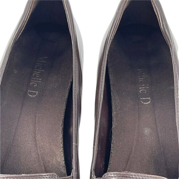 Michelle D Y2K Square Toe Heels Brown Size 10 Genuine Leather Block Heel Shoes - Picture 7 of 12